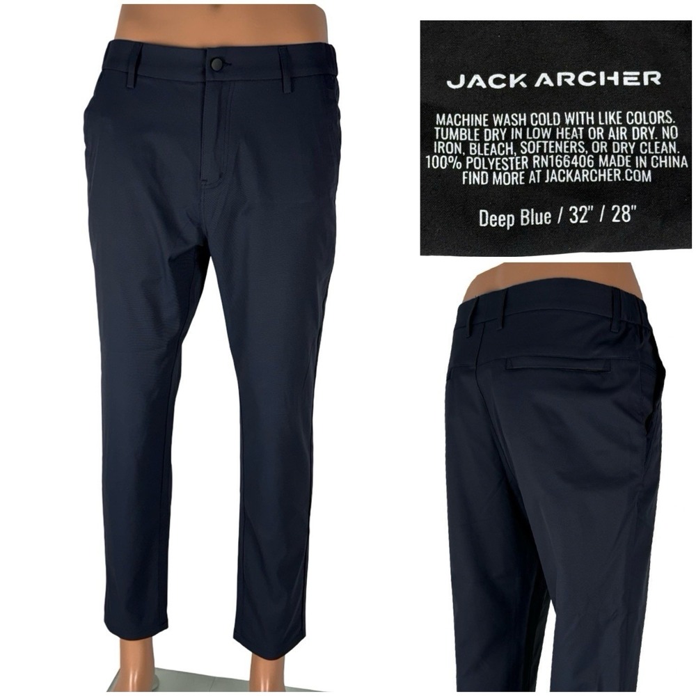 Jack Archer Mens 32 X 28 Pants Jetsetter Deep Blue Polyester Stretch Waist EUC